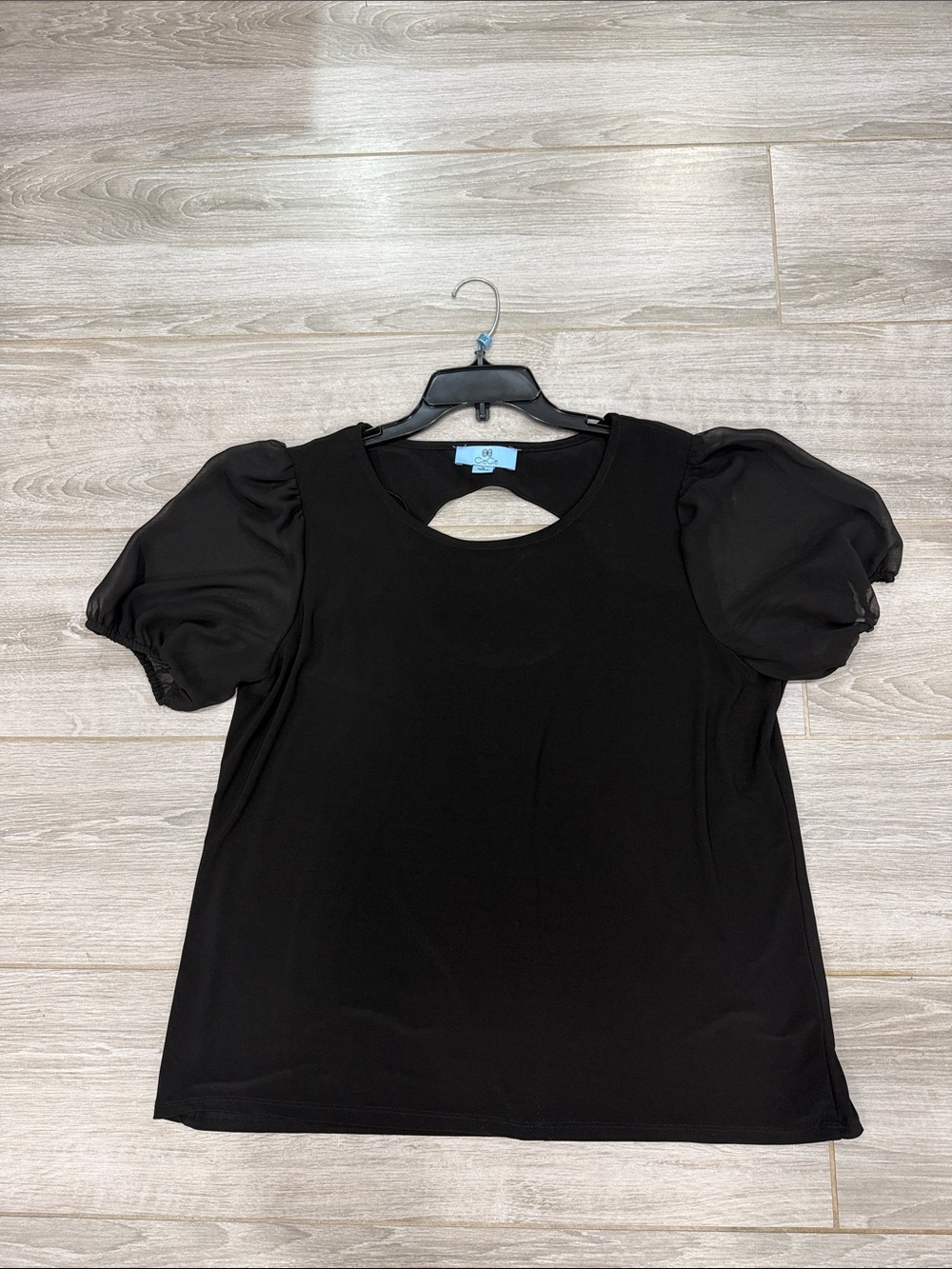 CECE Black Puff-Sleeve Women's Top XL